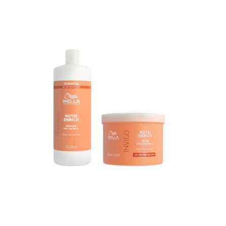 Wella Professionals Invigo Nutri-Enrich Set Sampon 1L + Masca Tratament 500ml pentru Par Uscat si Deteriorat